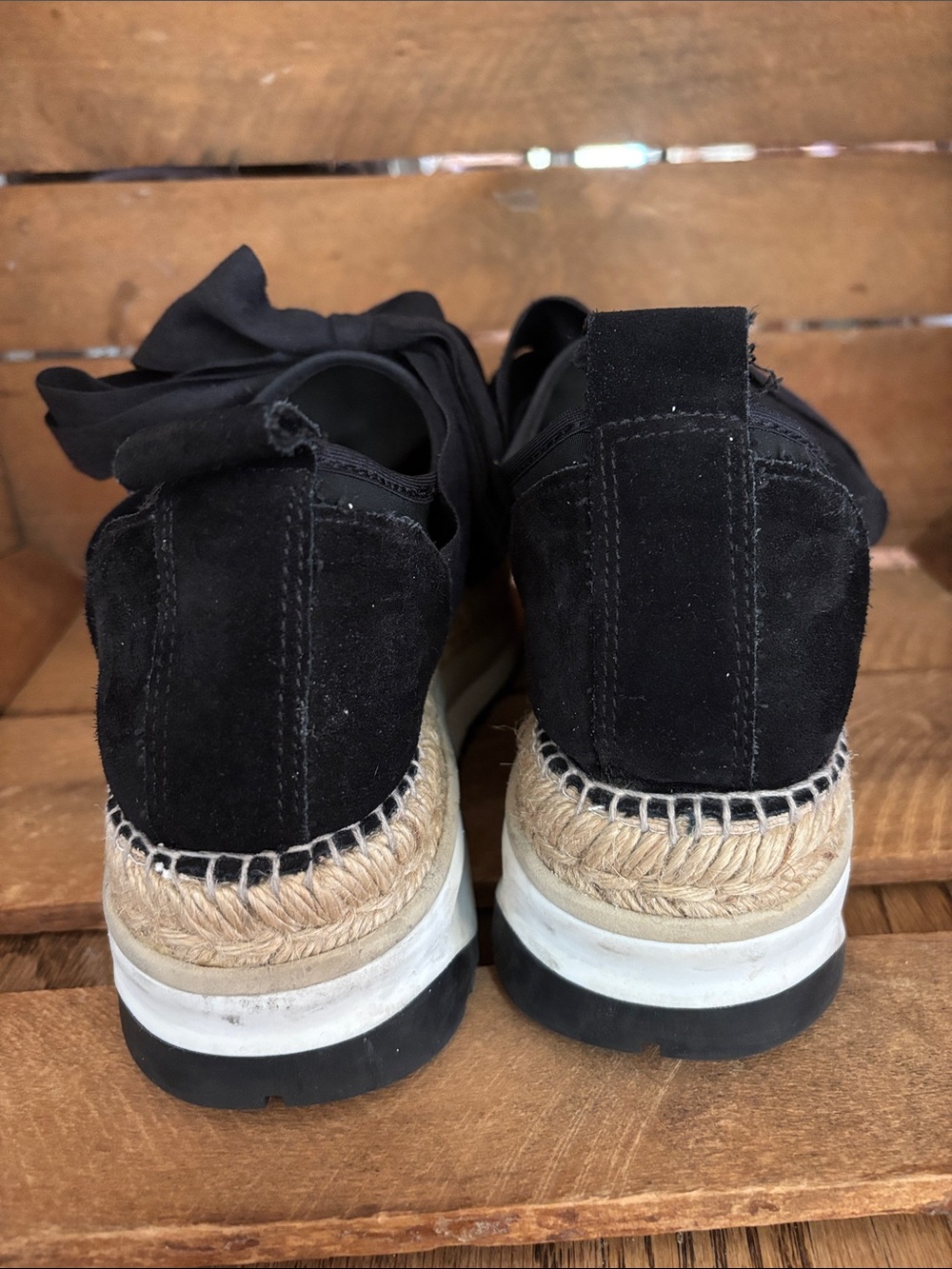 Chapmin Free People Black Espadrille Bow Sneakers Size 40 9 9.5 - Picture 6 of 10